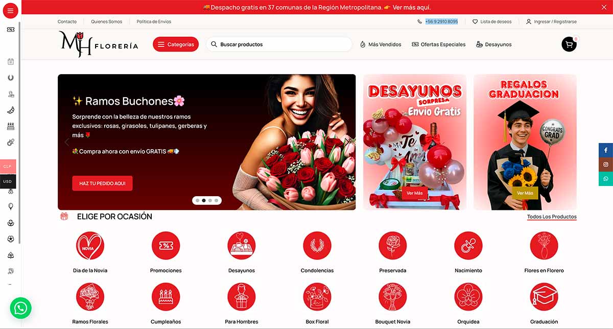 Envio flores a domicilio Santiago